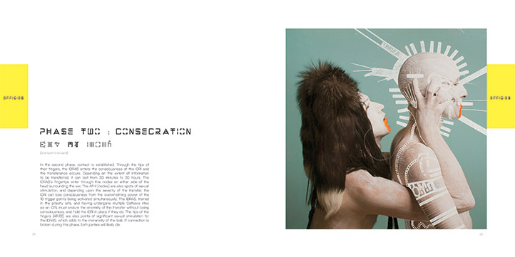 Image of pages 28-29. From Michael Dudeck's book RELIGION. Design by Melody Morrissette.