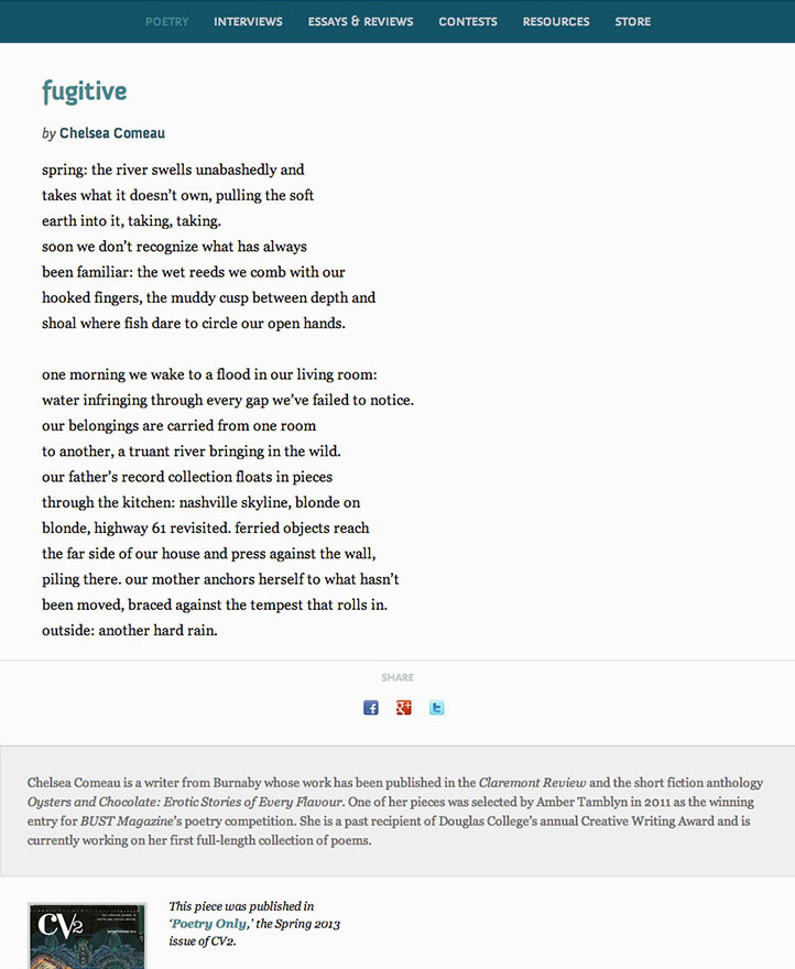 Screenshot of poetry page.