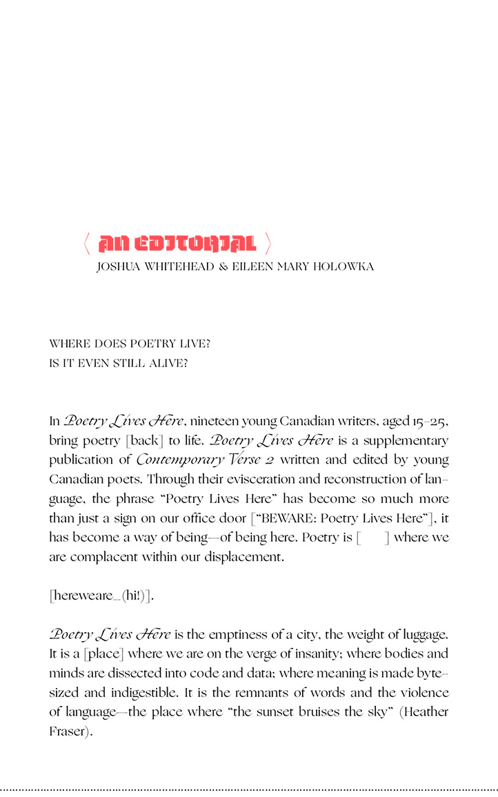 Poetry Lives Here interior page design